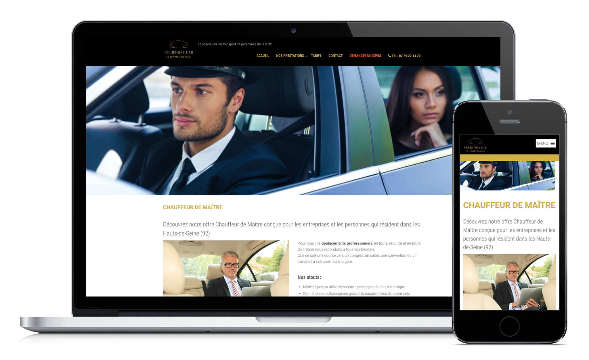 courtoisycab mockup Conception du site web de Courtoisy Cab